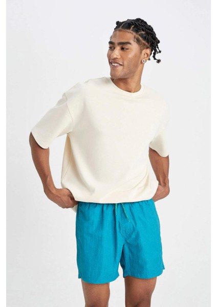 Yıkamalı File Astarlı Kısa Boy Deniz Şortu C0316AX24HS