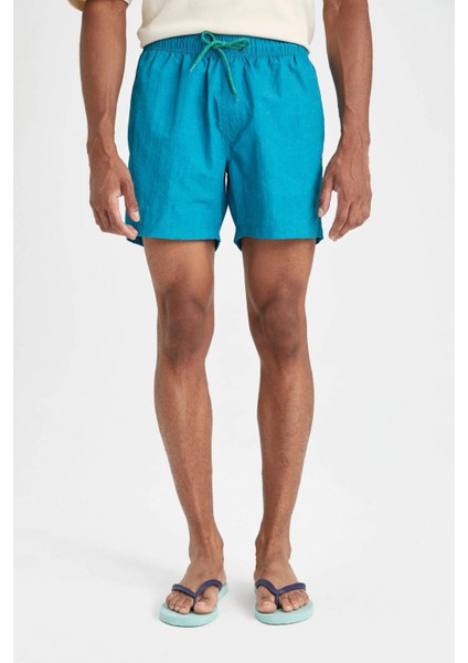 Yıkamalı File Astarlı Kısa Boy Deniz Şortu C0316AX24HS