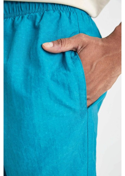 Yıkamalı File Astarlı Kısa Boy Deniz Şortu C0316AX24HS