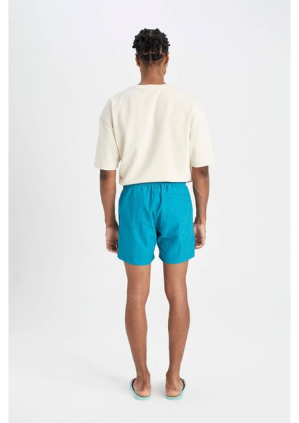 Yıkamalı File Astarlı Kısa Boy Deniz Şortu C0316AX24HS