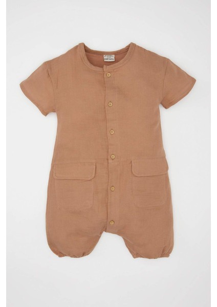 Erkek Bebek Yenidoğan Müslin Kısa Kollu Tulum C5187A524SM