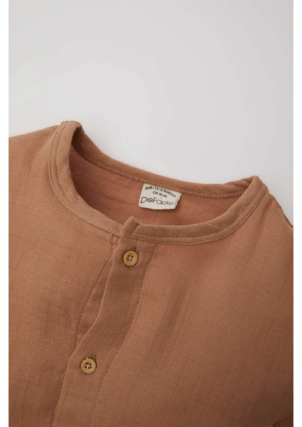 Erkek Bebek Yenidoğan Müslin Kısa Kollu Tulum C5187A524SM