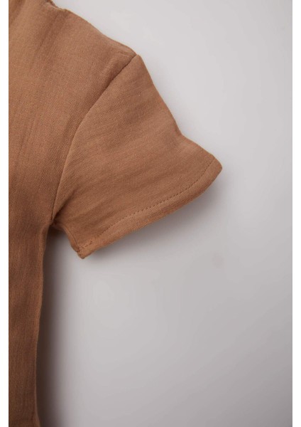 Erkek Bebek Yenidoğan Müslin Kısa Kollu Tulum C5187A524SM