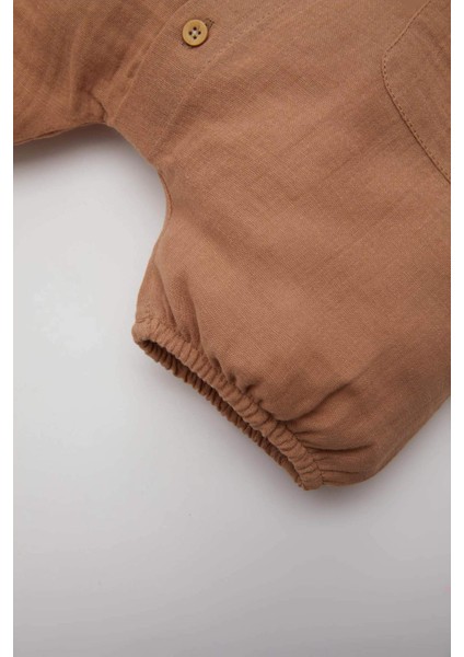 Erkek Bebek Yenidoğan Müslin Kısa Kollu Tulum C5187A524SM