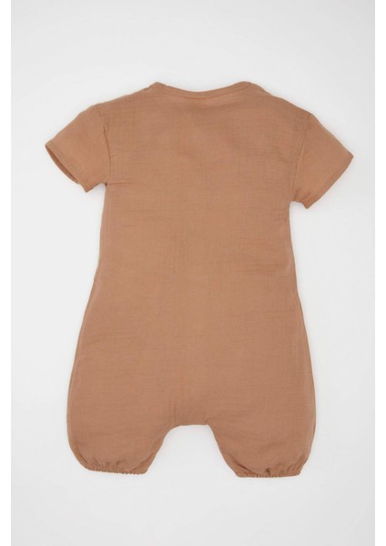 Erkek Bebek Yenidoğan Müslin Kısa Kollu Tulum C5187A524SM