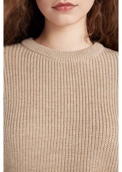 Regular Fit Bisiklet Yaka Selanik Kumaş Basic Düz Triko Kazak H6905AZ24WN