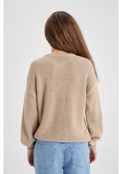 Regular Fit Bisiklet Yaka Selanik Kumaş Basic Düz Triko Kazak H6905AZ24WN