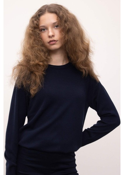 Regular Fit Yumuşak Dokulu Bisiklet Yaka Basic Düz Triko Kazak I6913AZ24WN