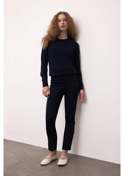 Regular Fit Yumuşak Dokulu Bisiklet Yaka Basic Düz Triko Kazak I6913AZ24WN