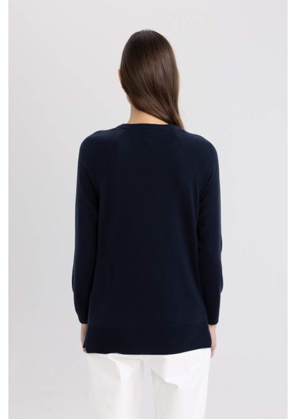 Regular Fit Yumuşak Dokulu Bisiklet Yaka Basic Düz Triko Kazak I6913AZ24WN