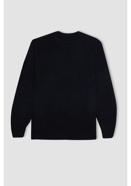 Regular Fit Bisiklet Yaka Selanik Kumaş Basic Düz Triko Kazak H6905AZ24WN