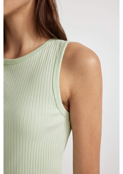 Slim Fit Dar Kesim Halter Yaka Fitilli Kaşkorse Atlet A8859AX24SP