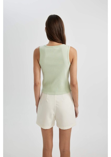 Slim Fit Dar Kesim Halter Yaka Fitilli Kaşkorse Atlet A8859AX24SP