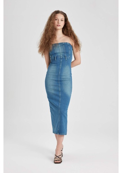 Straplez Maxi Jean Elbise B8112AX24SM