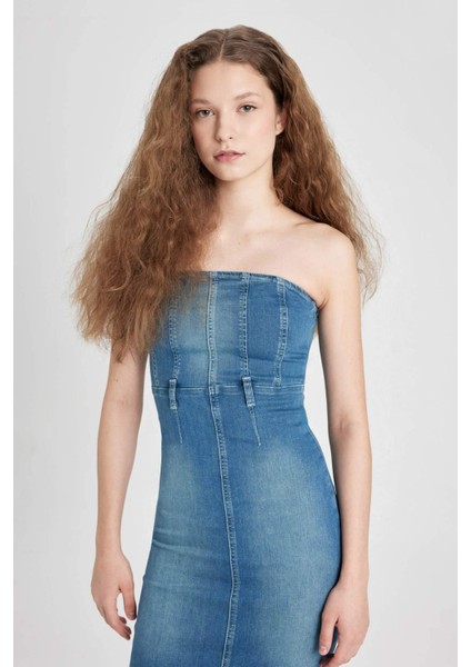 Straplez Maxi Jean Elbise B8112AX24SM