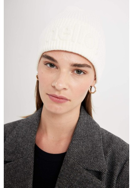 Kadın Baskılı Örgü Bere C6635AX24WN