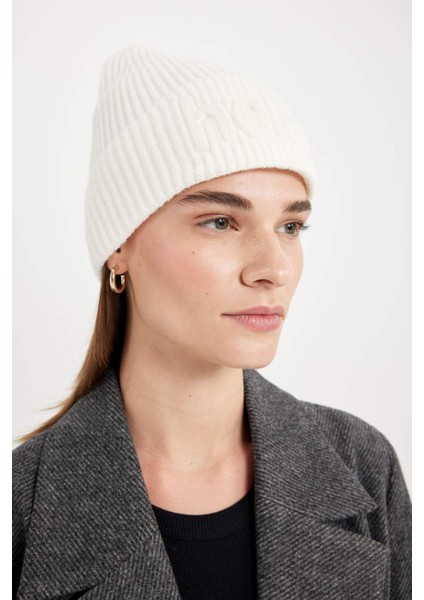 Kadın Baskılı Örgü Bere C6635AX24WN