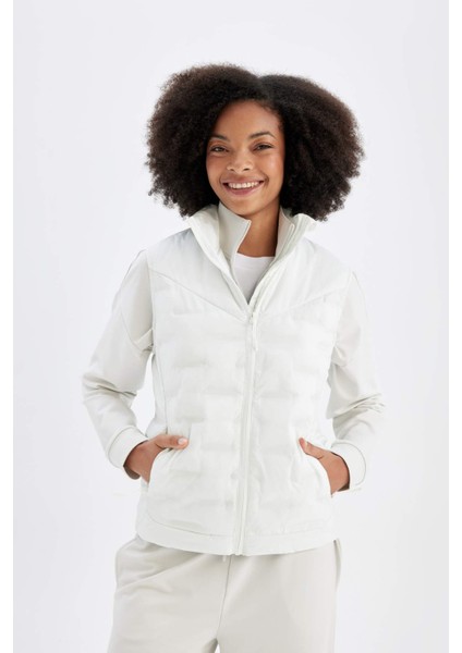 Fit Su İtici Kapitone Astarlı Fermuarlı Cepli Sporcu Yelek C5749AX24AU