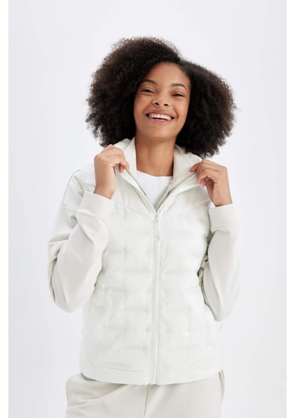 Fit Su İtici Kapitone Astarlı Fermuarlı Cepli Sporcu Yelek C5749AX24AU