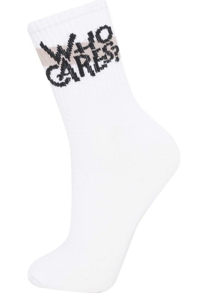 Kadın Rahat Lastikli 3'lü Pamuklu Uzun Çorap C6464AXNS