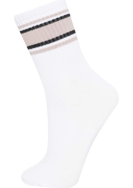 Kadın Rahat Lastikli 3'lü Pamuklu Uzun Çorap C6464AXNS