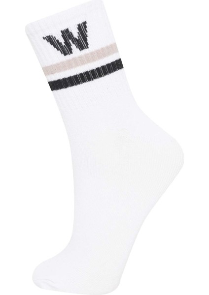 Kadın Rahat Lastikli 3'lü Pamuklu Uzun Çorap C6464AXNS