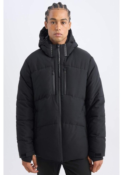 Fit Şişme Mont Su İtici Slim Fit Dar Kesim Kapüşonlu Fermuarlı Cepli A3519AX24WN