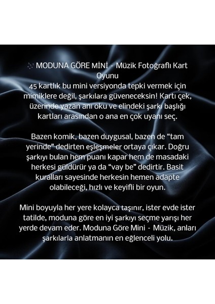 Moduna Göre Mini Müzik Fotoğraflı Kart Oyunu modelleri