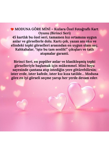 Moduna Göre Mini Kızlara Özel Fotoğraflı Kart Oyunu (Birinci Seri) modelleri