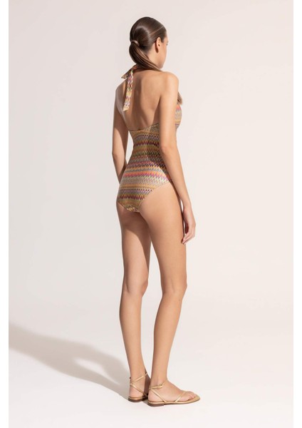 Ayje x DeFacto Boyundan Bağlamalı Desenli Mayo C6158AX24HS