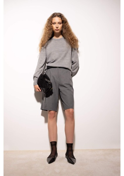 Regular Fit Yumuşak Dokulu Bisiklet Yaka Basic Düz Triko Kazak C0058AX24WN