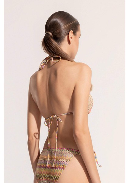 Ayje x DeFacto Boyundan Bağlamalı Desenli Üçgen Bikini Üstü C6155AX24HS