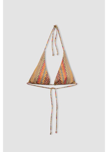 Ayje x DeFacto Boyundan Bağlamalı Desenli Üçgen Bikini Üstü C6155AX24HS