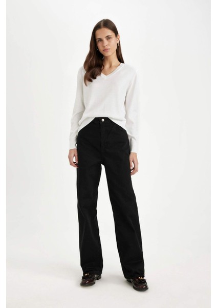 Relax Fit Yumuşak Dokulu V Yaka Basic Düz Triko Kazak C4024AX24WN