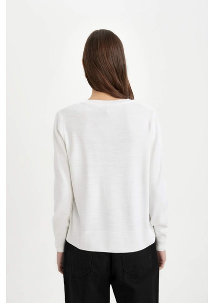 Relax Fit Yumuşak Dokulu V Yaka Basic Düz Triko Kazak C4024AX24WN