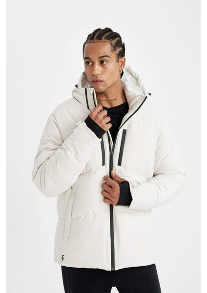 Fit Su Geçirmez Rüzgar Geçirmez Slim Fit Dar Kesim Kapüşonlu Fermuarlı Cepli Kışlık Mont A3519AX24WN