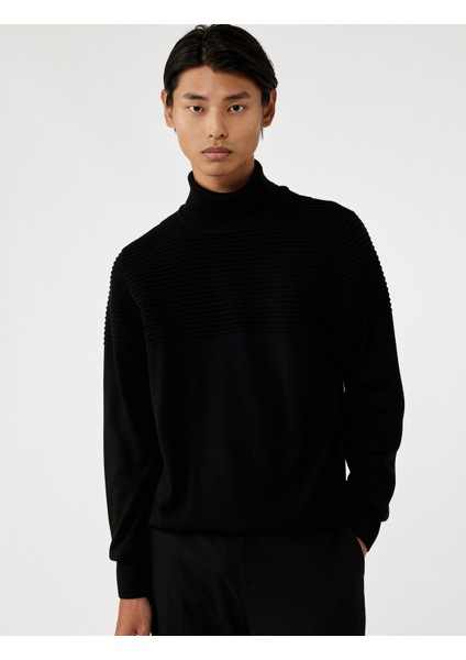 Uzun Kollu Balıkçı Yaka Basic Triko Kazak