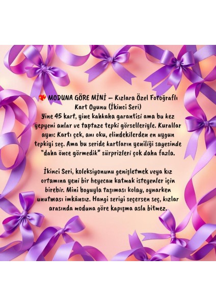 Moduna Göre Mini Kızlara Özel Fotoğraflı Kart Oyunu (Ikinci Seri) modelleri