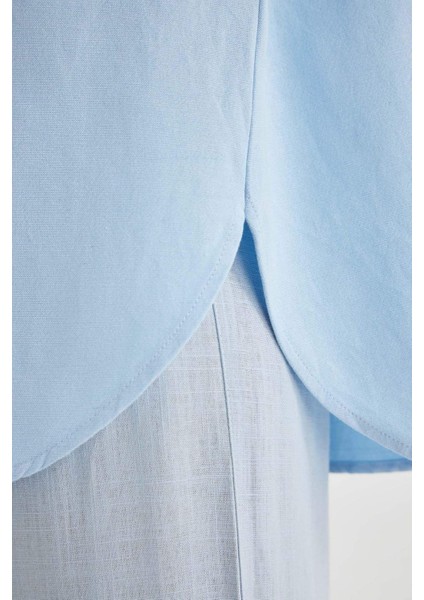 Relax Fit Keten Uzun Kollu Tesettür Gömlek Tunik C3122AX24SM