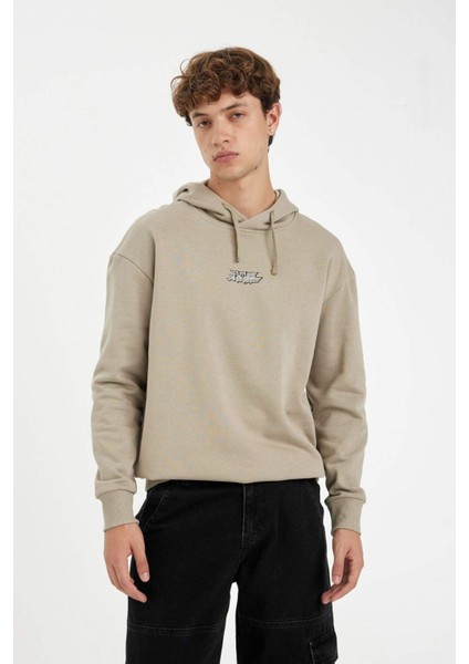 Haki Marvel Avengers Boxy Fit Kapüşonlu Sırt Baskılı Sweatshirt C6515AX24AU
