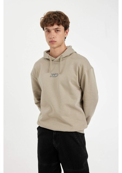 Haki Marvel Avengers Boxy Fit Kapüşonlu Sırt Baskılı Sweatshirt C6515AX24AU