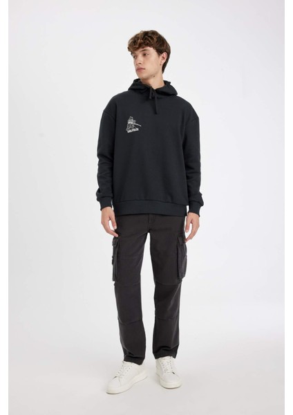 One Piece Boxy Fit Kapüşonlu Sırt Baskılı Sweatshirt C6528AX24AU