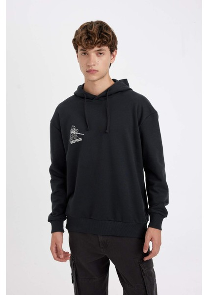 One Piece Boxy Fit Kapüşonlu Sırt Baskılı Sweatshirt C6528AX24AU