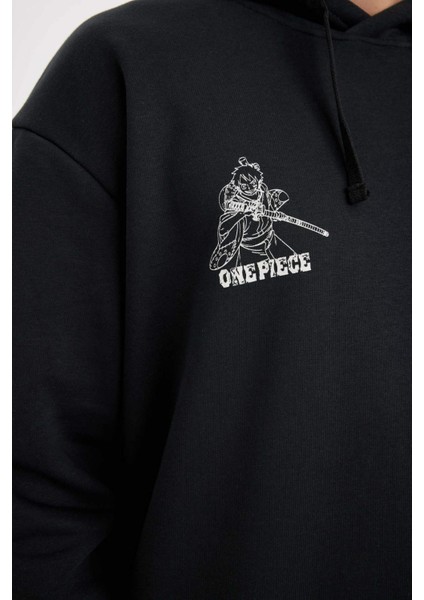 One Piece Boxy Fit Kapüşonlu Sırt Baskılı Sweatshirt C6528AX24AU