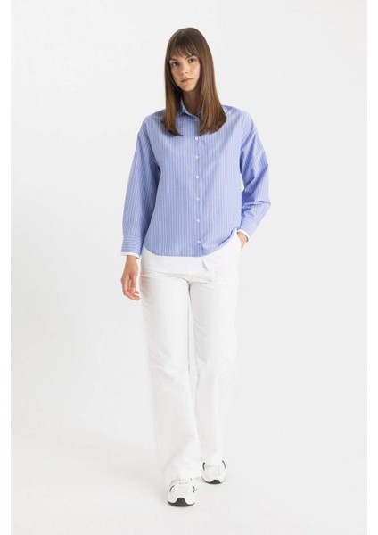 Wide Leg Geniş Bol Paça Cepli Beyaz Basic Düz Gabardin Pantolon C4528AX24SM