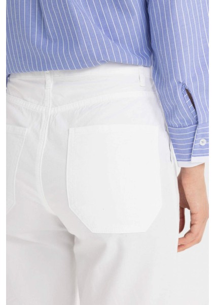 Wide Leg Geniş Bol Paça Cepli Beyaz Basic Düz Gabardin Pantolon C4528AX24SM