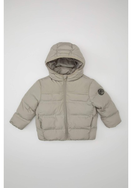 Erkek Bebek Kapüşonlu Su itici Kumaş Şişme Mont C6963A524WN