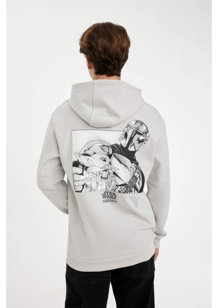 Star Wars-Mandalorian Regular Fit Kapüşonlu Sırt Baskılı Sweatshirt C6525AX24AU