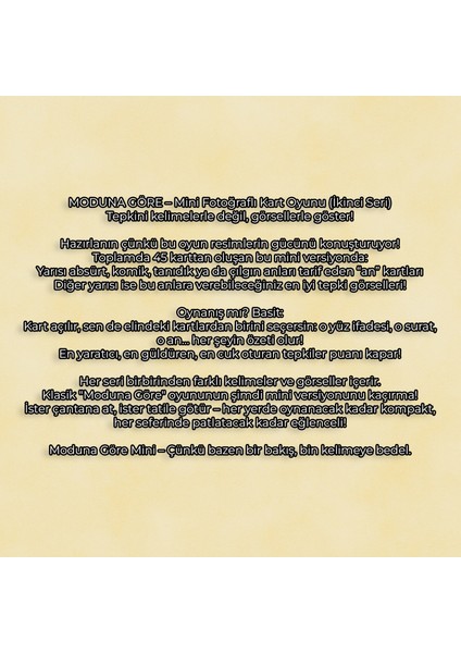 Moduna Göre Mini Fotoğraflı Kart Oyunu (Ikinci Seri) modelleri