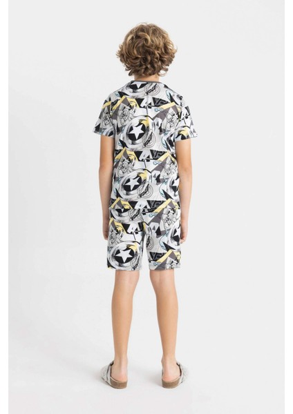 Erkek Çocuk Marvel Avengers Pijama Takımı Kısa Kollu Üst Şort C5504A824SM